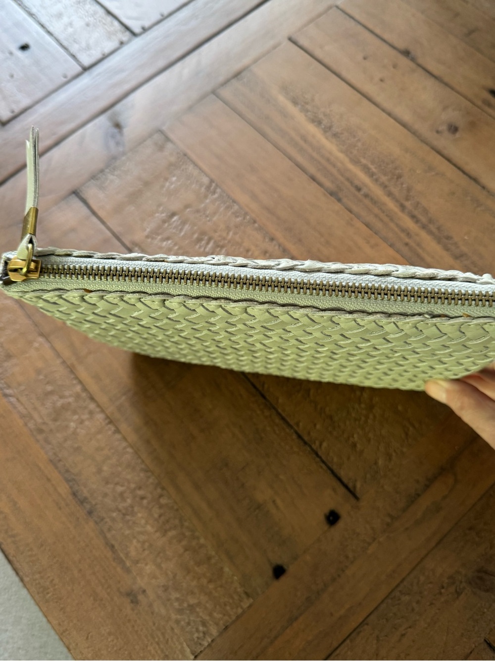 Madewell The Leather Clutch Purse Woven Edition - Ashen Sage - Picture 3 of 6